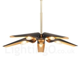 Lustre suspendu de luxe rustique rétro à 5 lumières en alliage d'aluminium avec abat-jour en alliage d'aluminium