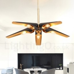 Lustre suspendu de luxe rustique rétro à 5 lumières en alliage d'aluminium avec abat-jour en alliage d'aluminium