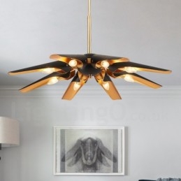 Lustre suspendu de luxe rustique rétro à 8 lumières en alliage d'aluminium avec abat-jour en alliage d'aluminium