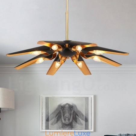 Lustre suspendu de luxe rustique rétro à 8 lumières en alliage d'aluminium avec abat-jour en alliage d'aluminium Lustre suspendu de luxe rustique rétro à 8 lumières en alliage d'aluminium avec abat-jour en alliage d'aluminium