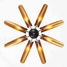 Lustre suspendu de luxe rustique rétro à 8 lumières en alliage d'aluminium avec abat-jour en alliage d'aluminium