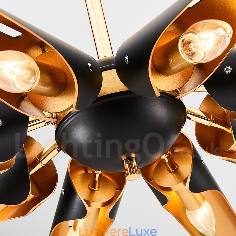 Lustre suspendu de luxe rustique rétro à 8 lumières en alliage d'aluminium avec abat-jour en alliage d'aluminium