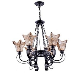 Lustre 6 lumières en verre traditionnel classique vintage