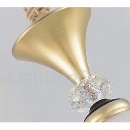 Lustre suspendu en cristal de luxe rustique rétro à 3 lumières avec abat-jour en verre