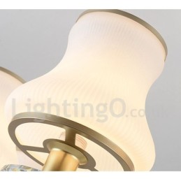 Lustre suspendu en cristal de luxe rustique rétro à 3 lumières avec abat-jour en verre