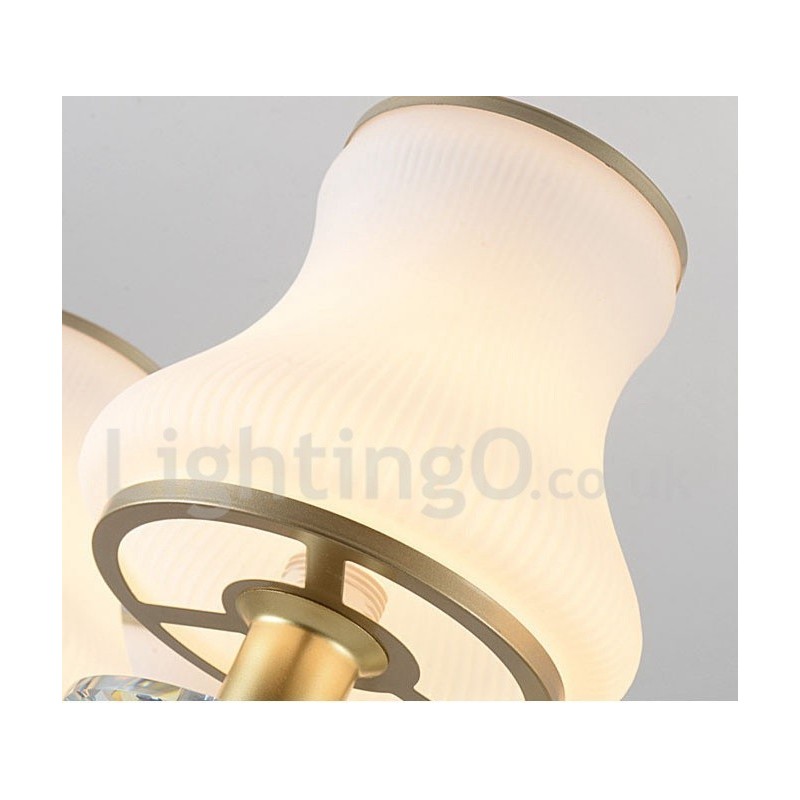 Lustre suspendu en cristal de luxe rustique rétro à 3 lumières avec abat-jour en verre