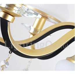 Lustre suspendu en cristal de luxe rustique rétro à 3 lumières avec abat-jour en verre
