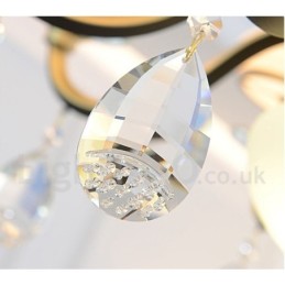 Lustre suspendu en cristal de luxe rustique rétro à 3 lumières avec abat-jour en verre