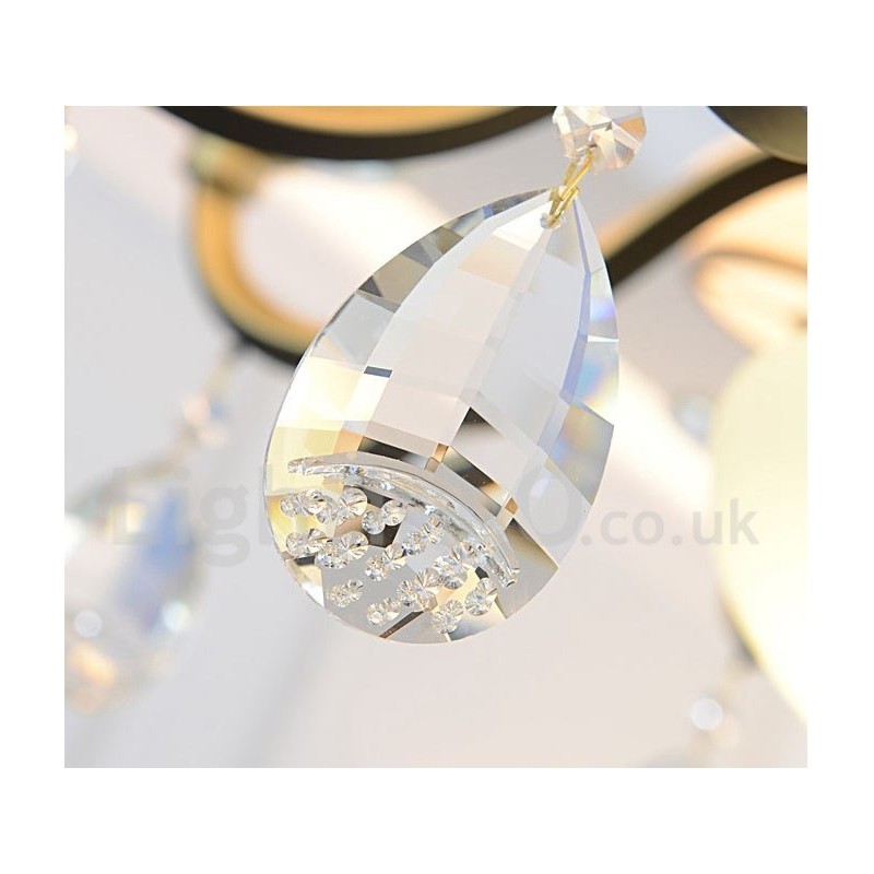 Lustre suspendu en cristal de luxe rustique rétro à 3 lumières avec abat-jour en verre