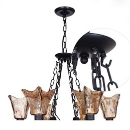 Lustre 6 lumières en verre traditionnel classique vintage