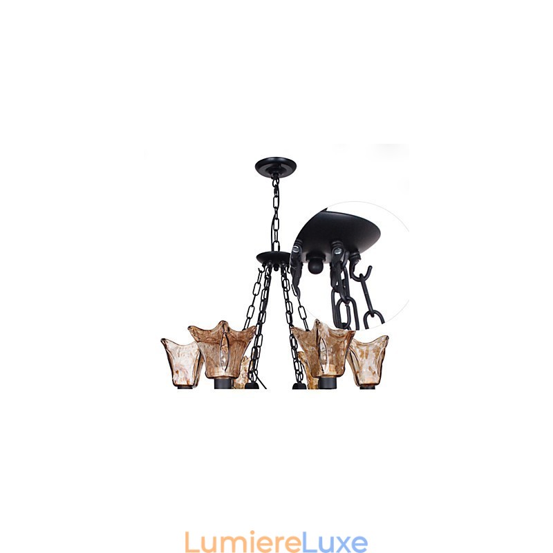 Lustre 6 lumières en verre traditionnel classique vintage