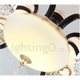 Lustre suspendu en cristal de luxe rustique rétro à 8 lumières avec abat-jour en verre