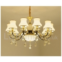 Lustre suspendu en cristal de luxe rustique rétro avec abat-jour en verre
