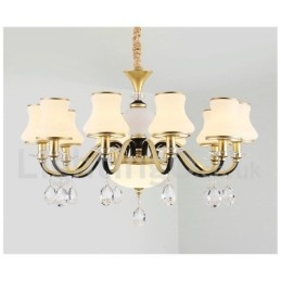 Lustre suspendu en cristal de luxe rustique rétro avec abat-jour en verre