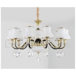 Lustre suspendu en cristal de luxe rustique rétro avec abat-jour en verre