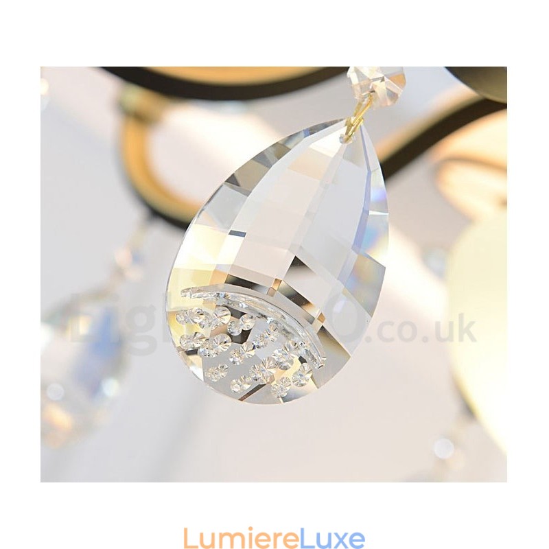 Lustre suspendu en cristal de luxe rustique rétro avec abat-jour en verre