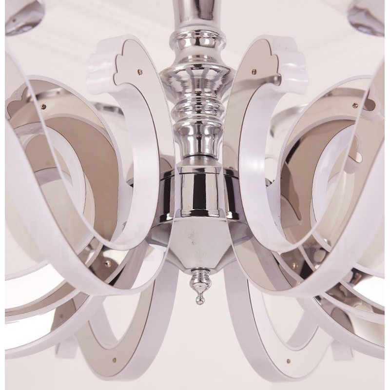 Lustre suspendu de luxe contemporain moderne à 6 lumières avec abat-jour en verre