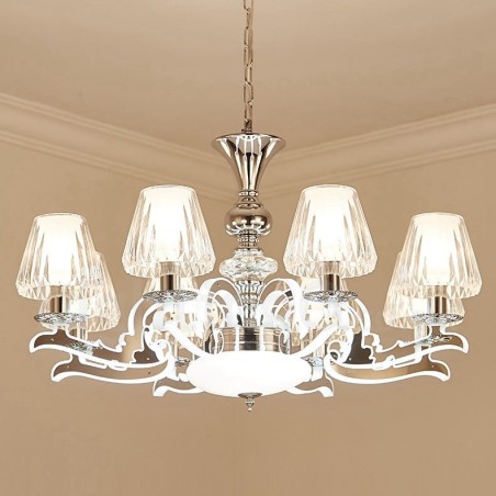 Lustre suspendu en cristal de luxe rustique rétro avec abat-jour en verre Lustre suspendu en cristal de luxe rustique rétro avec abat-jour en verre