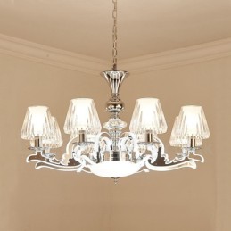 Lustre suspendu en cristal de luxe rustique rétro avec abat-jour en verre