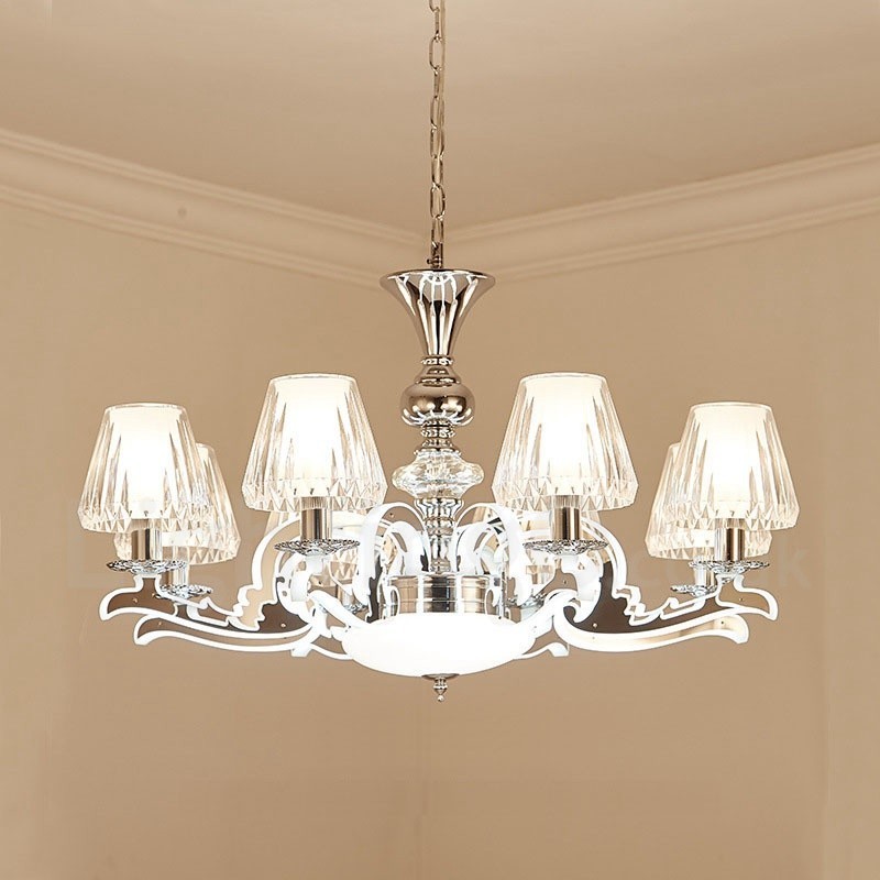 Lustre suspendu en cristal de luxe rustique rétro avec abat-jour en verre
