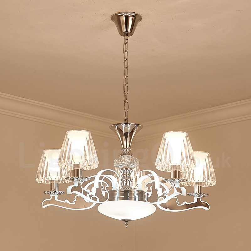 Lustre suspendu en cristal de luxe rustique rétro avec abat-jour en verre