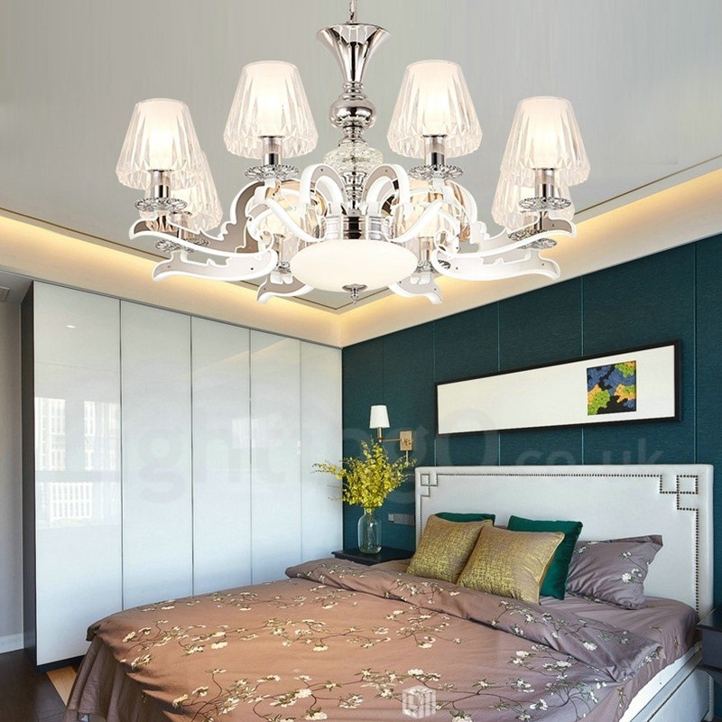 Lustre suspendu en cristal de luxe rustique rétro avec abat-jour en verre