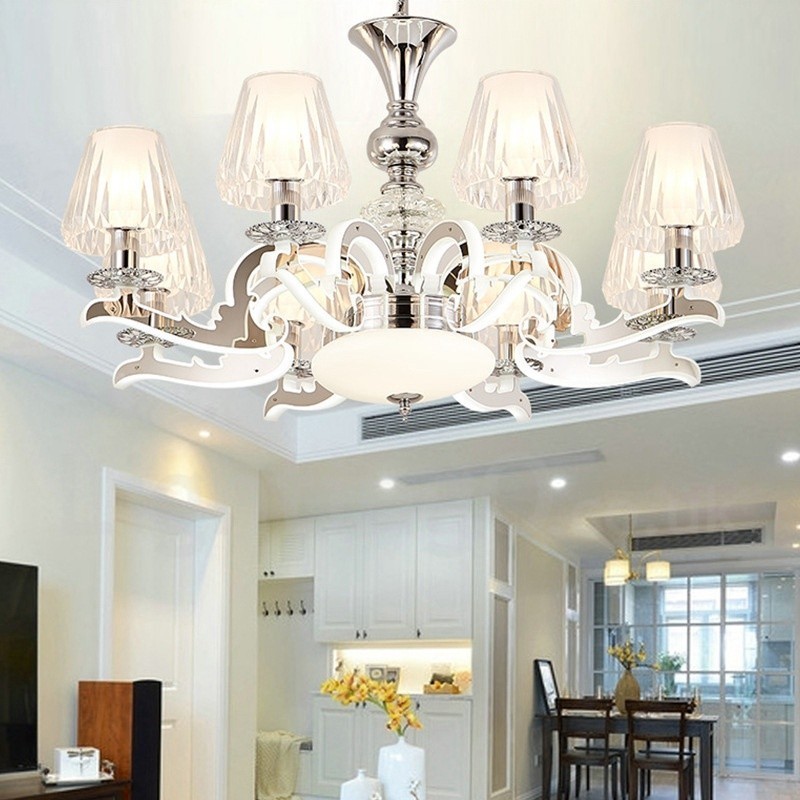 Lustre suspendu en cristal de luxe rustique rétro avec abat-jour en verre
