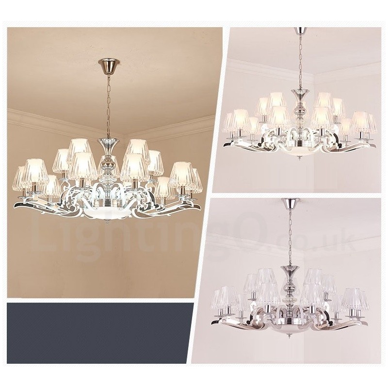 Lustre suspendu en cristal de luxe rustique rétro avec abat-jour en verre