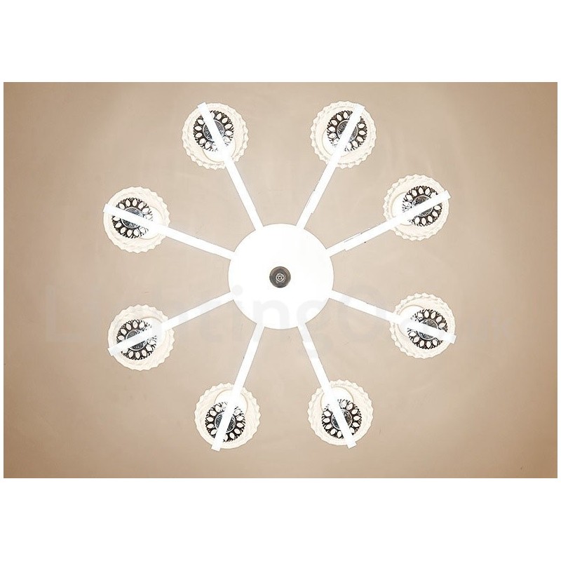 Lustre suspendu en cristal de luxe rustique rétro avec abat-jour en verre