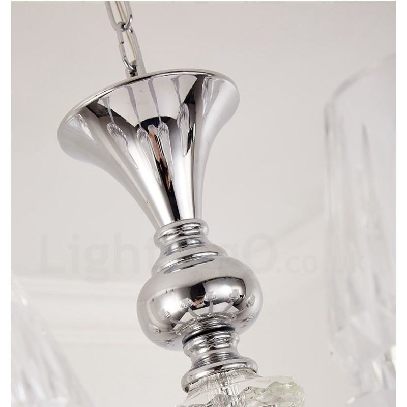 Lustre suspendu en cristal de luxe rustique rétro avec abat-jour en verre