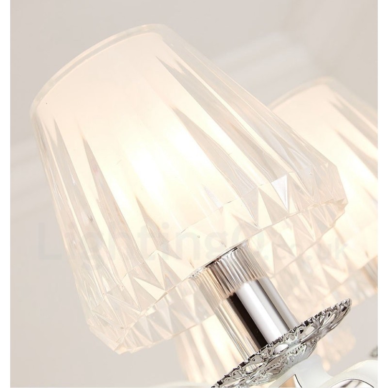 Lustre suspendu en cristal de luxe rustique rétro avec abat-jour en verre