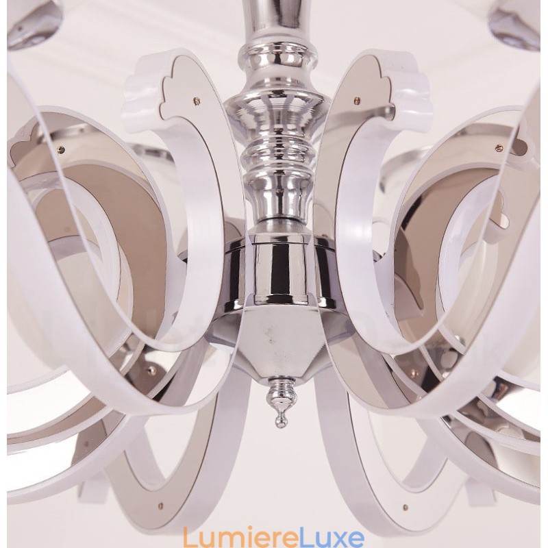 Lustre suspendu de luxe contemporain moderne à 8 lumières avec abat-jour en verre