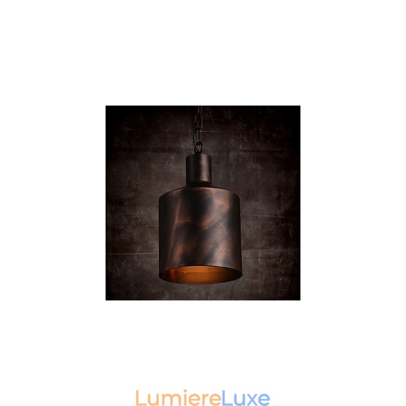 Lustre rustique en métal à tambour