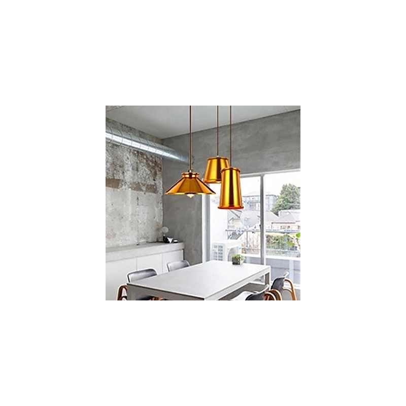 Lustre mini style moderne contemporain en métal à 3 lumières