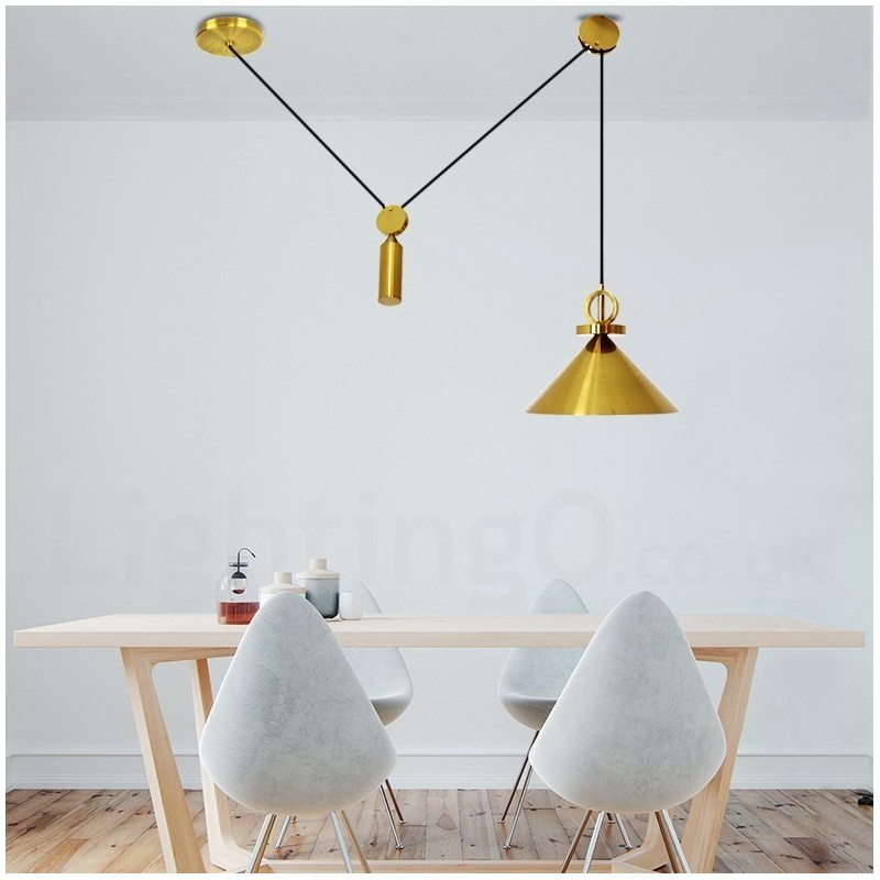 Plafonnier suspendu en laiton de style nordique contemporain moderne en cuivre pur