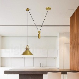 Plafonnier suspendu en laiton de style nordique contemporain moderne en cuivre pur