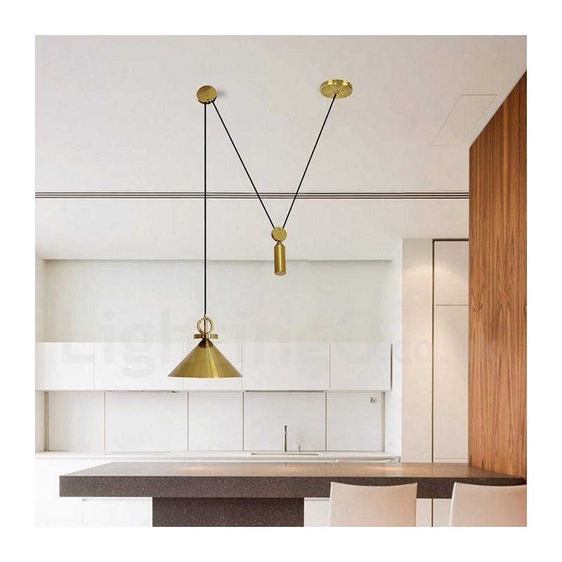 Plafonnier suspendu en laiton de style nordique contemporain moderne en cuivre pur