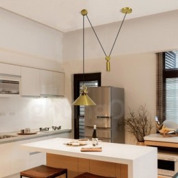 Plafonnier suspendu en laiton de style nordique contemporain moderne en cuivre pur