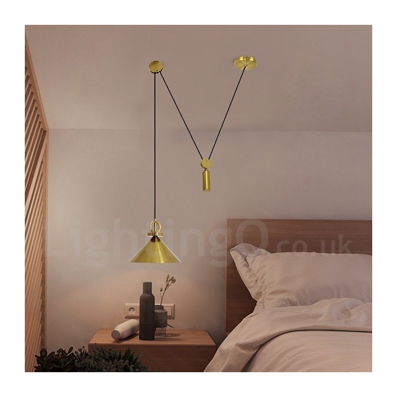 Plafonnier suspendu en laiton de style nordique contemporain moderne en cuivre pur