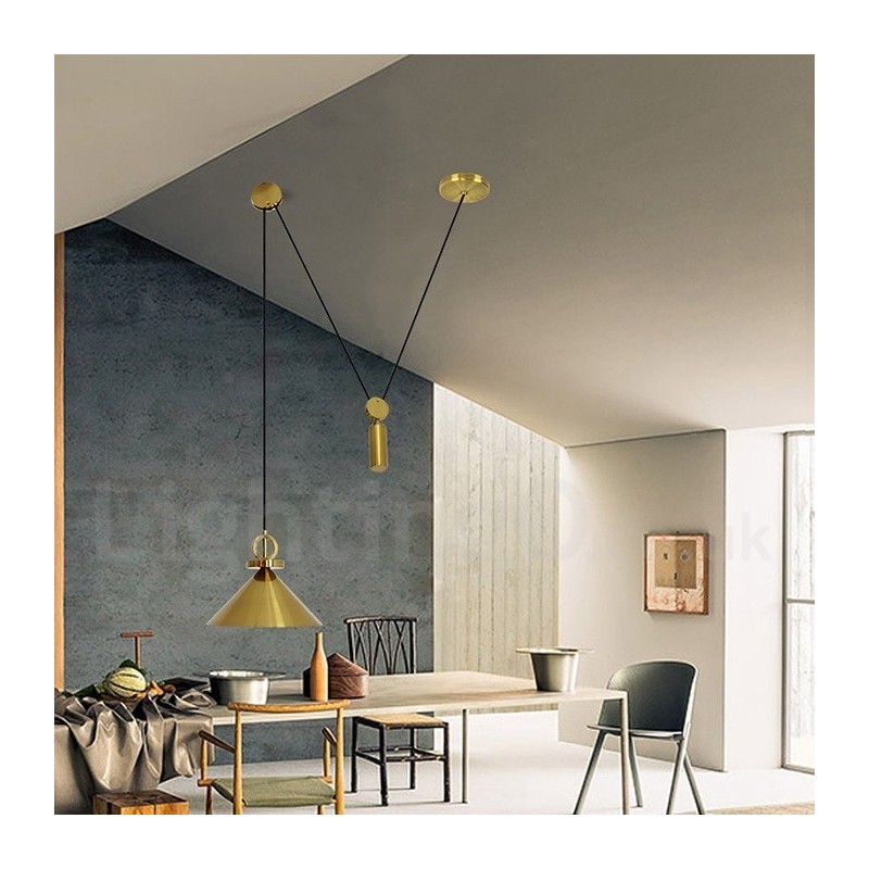 Plafonnier suspendu en laiton de style nordique contemporain moderne en cuivre pur