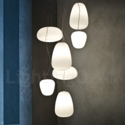 Plafonnier suspendu contemporain moderne à 1 lumière avec abat-jour en verre