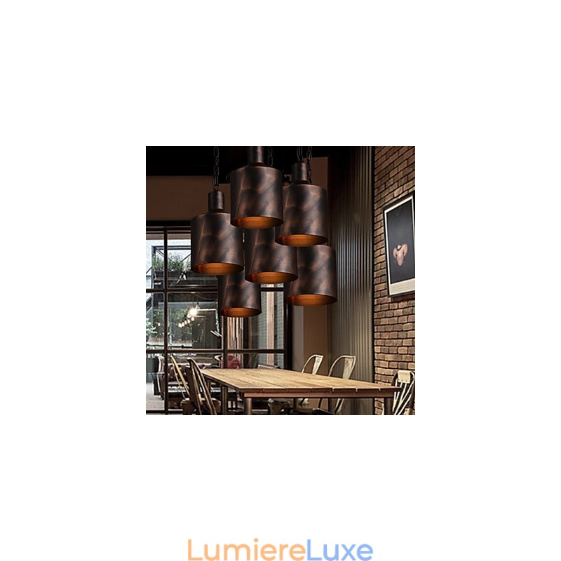 Lustre rustique en métal à tambour
