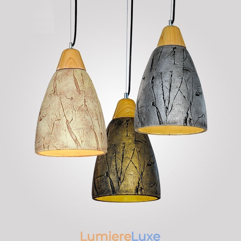 Plafonnier suspendu contemporain moderne en ciment à 1 lumière