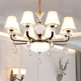 Lustre suspendu en cristal de luxe moderne et contemporain avec abat-jour en verre