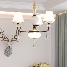 Lustre suspendu en cristal de luxe moderne et contemporain avec abat-jour en verre