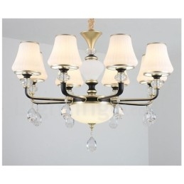 Lustre suspendu en cristal de luxe moderne et contemporain avec abat-jour en verre