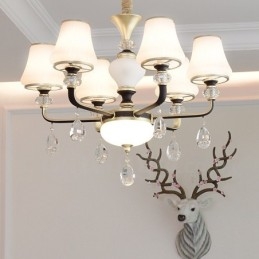 Lustre suspendu en cristal de luxe moderne et contemporain avec abat-jour en verre