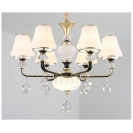 Lustre suspendu en cristal de luxe moderne et contemporain avec abat-jour en verre