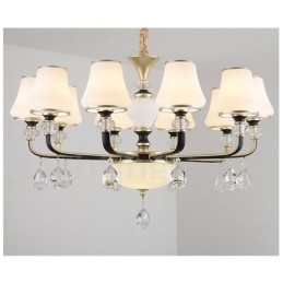 Lustre suspendu en cristal de luxe moderne et contemporain avec abat-jour en verre