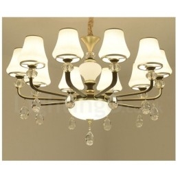 Lustre suspendu en cristal de luxe moderne et contemporain avec abat-jour en verre